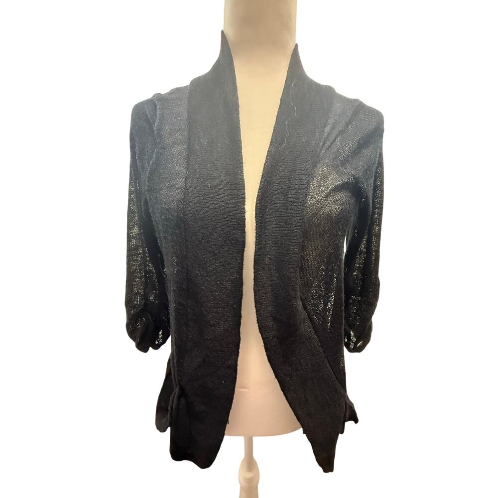 SKU3141 Vanity Women's Large Black Open-Front Lightweight 3/4 Sleeve Sweater